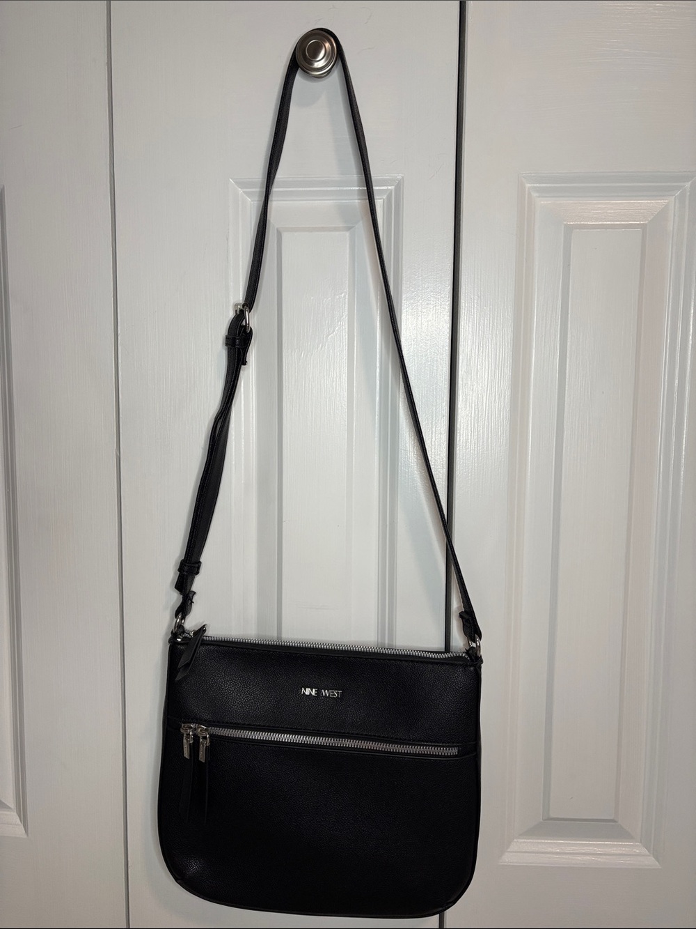 Nine West Black Pebbled Crossbody Messenger Bag